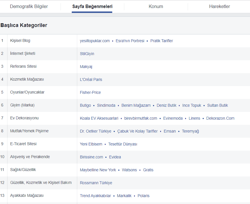 facebook istatistikleri
