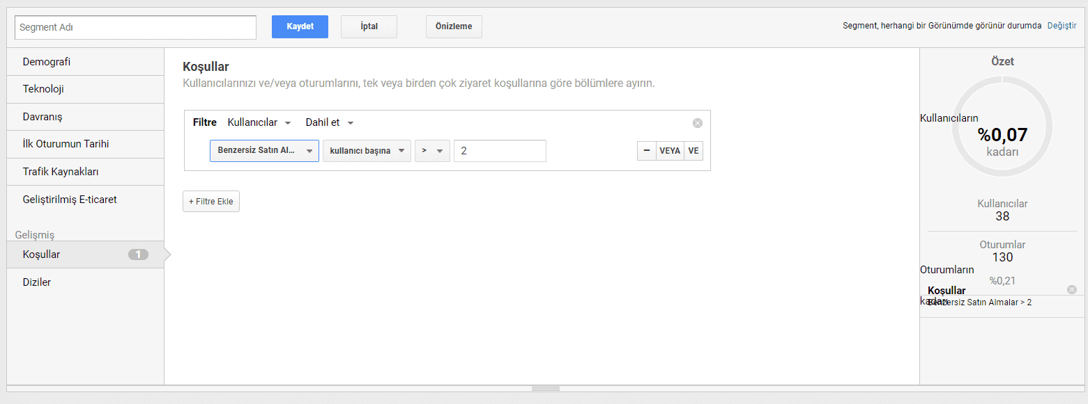 segment oluşturma örneği