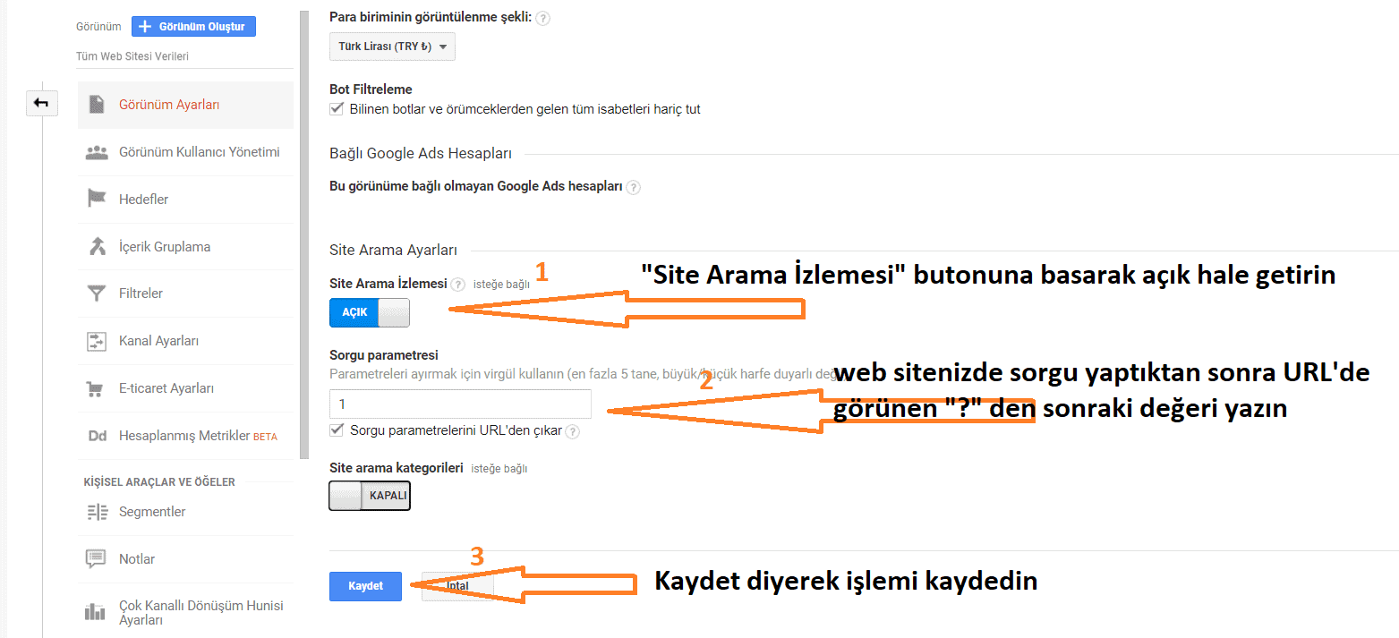 görünüm ayarının kurulumu