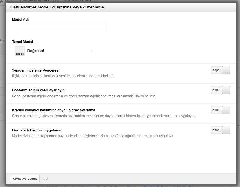 özel ilişkilendirme modelleri