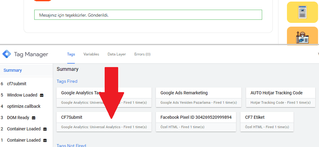 olumlu form gönderimi